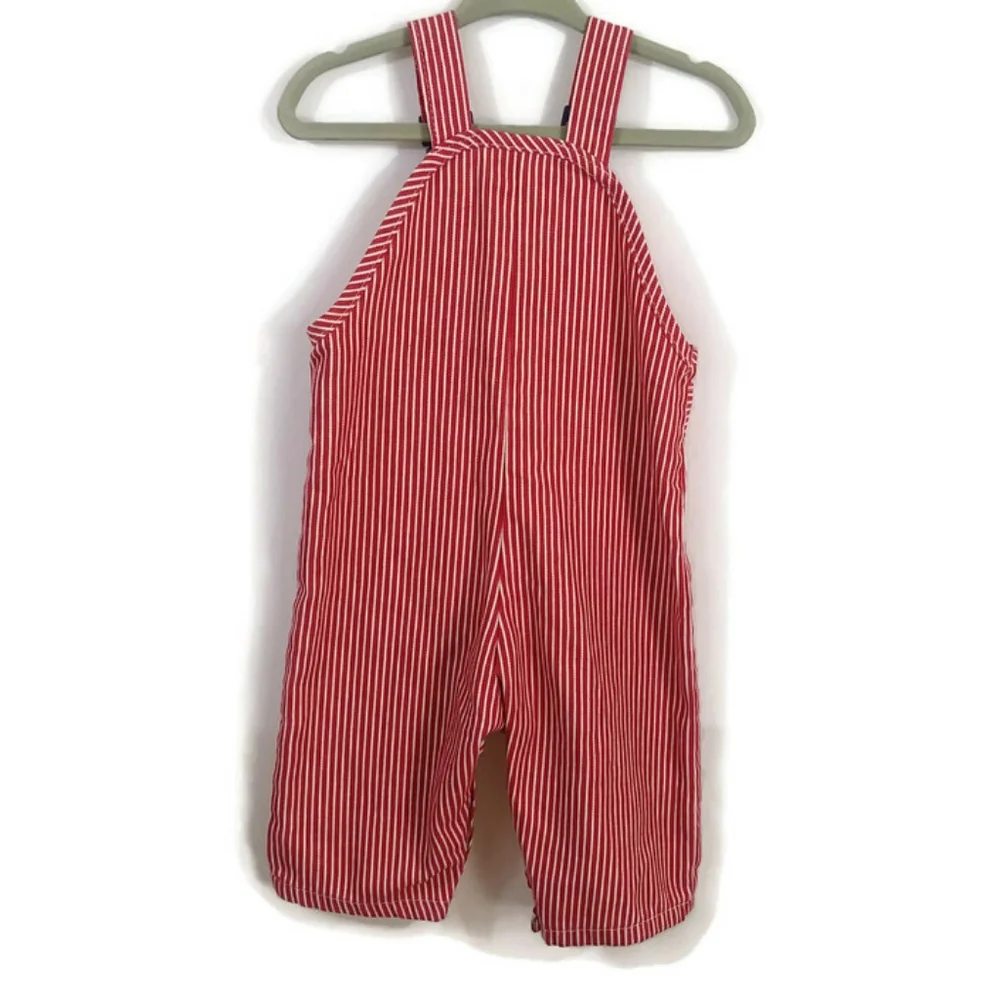 Sears Vintage Infant Pinstripe Railroad Train Jumper Bib Conductor Overalls - Picture 7 of 13